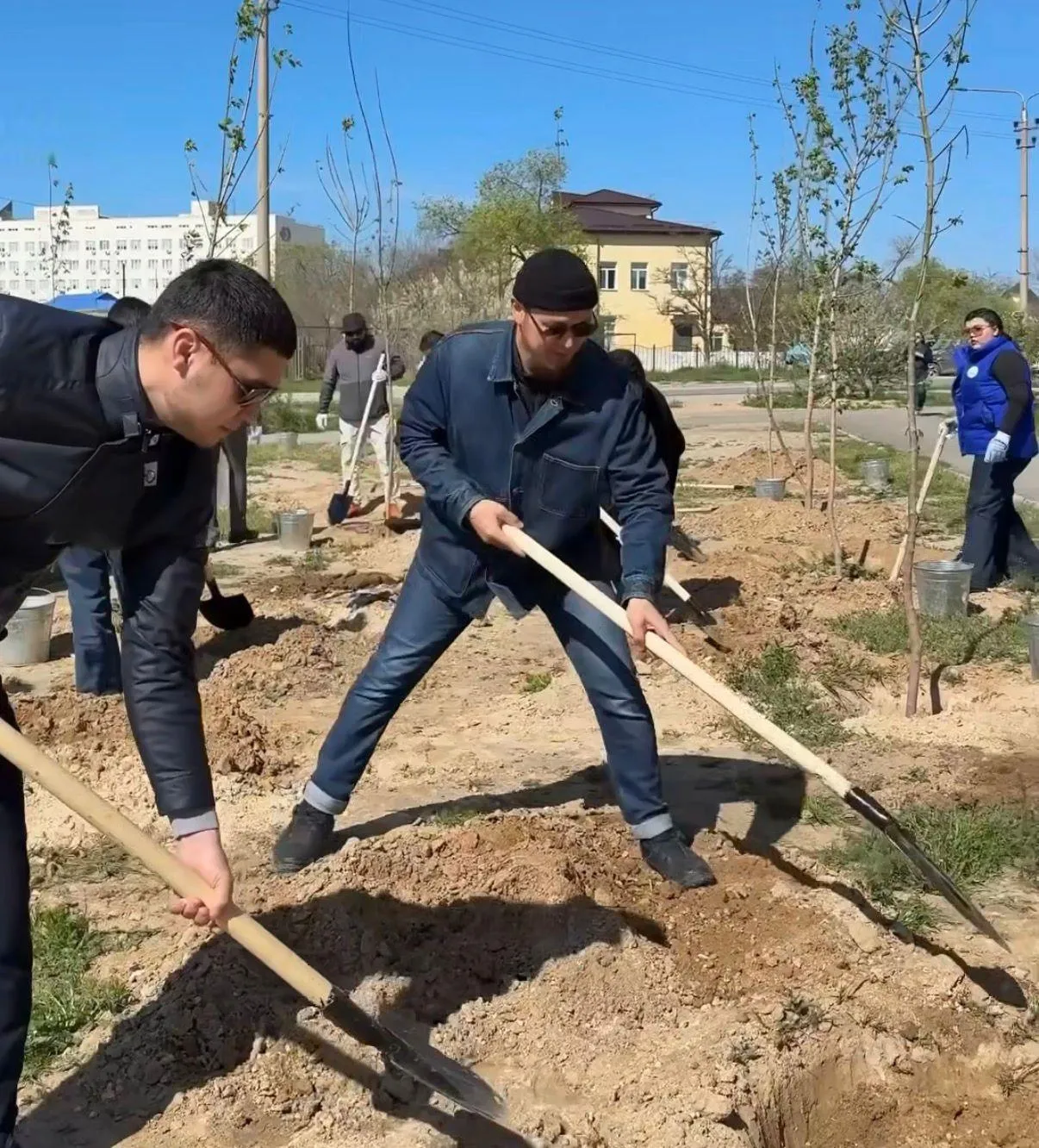 «Таза Қазақстан»: Ақтауда қала әкімі мен тұрғындар 100-ден астам ағаш отырғызды